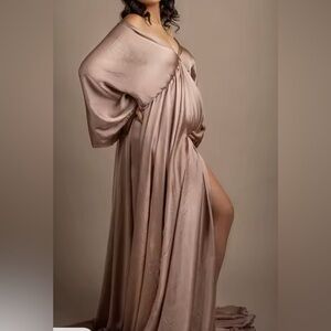 Maternity Shoot Satin Gown in Champagne